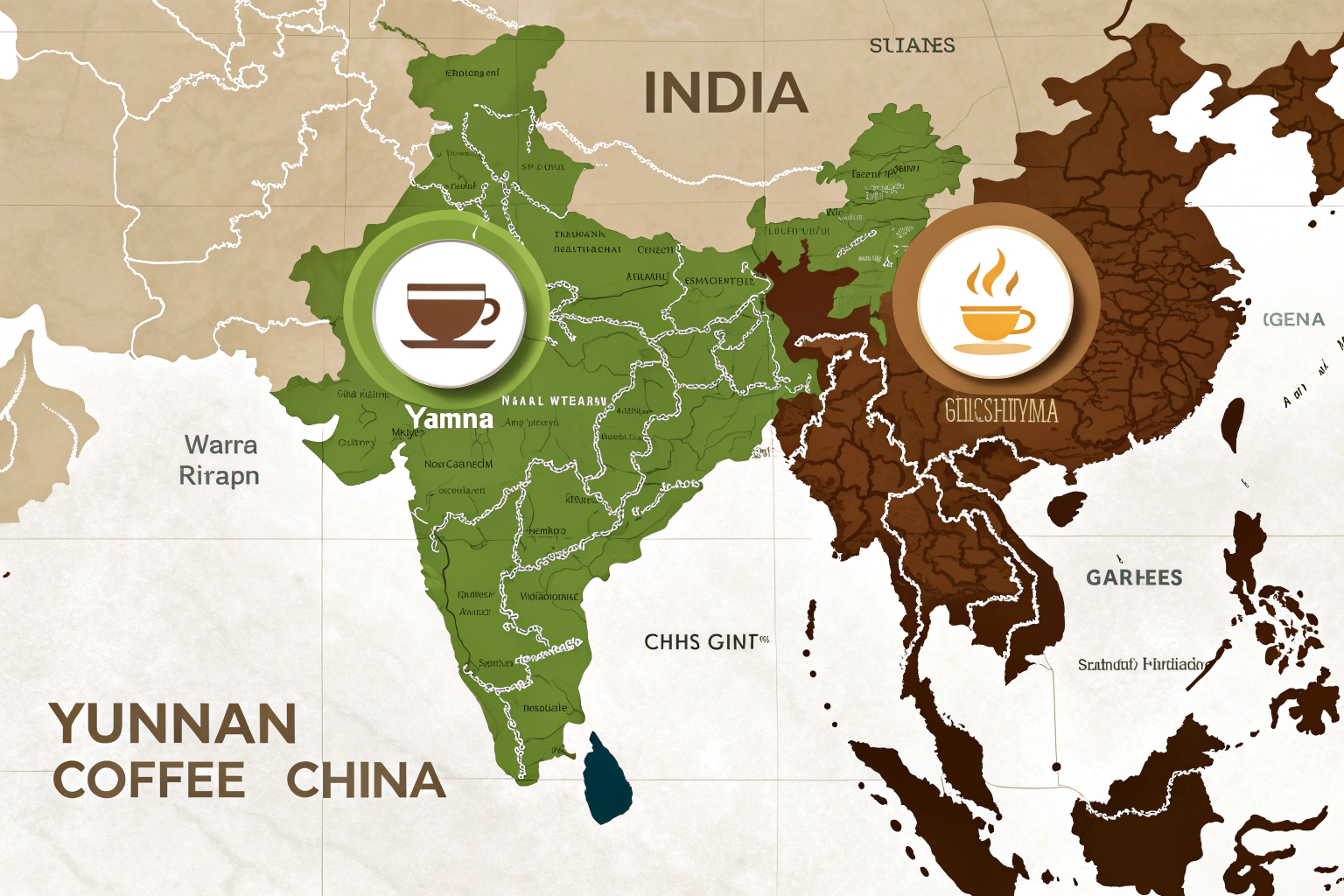 How Does Chinese Coffee Bean Production Compare to India in Volume?