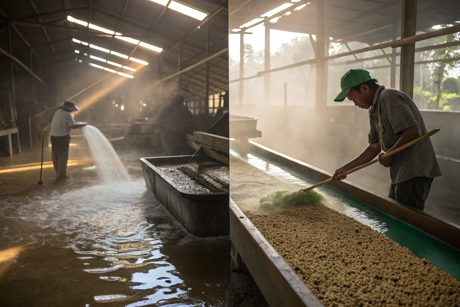 How Does Wet Hulling Giling Basah Differ from Washed Processing?