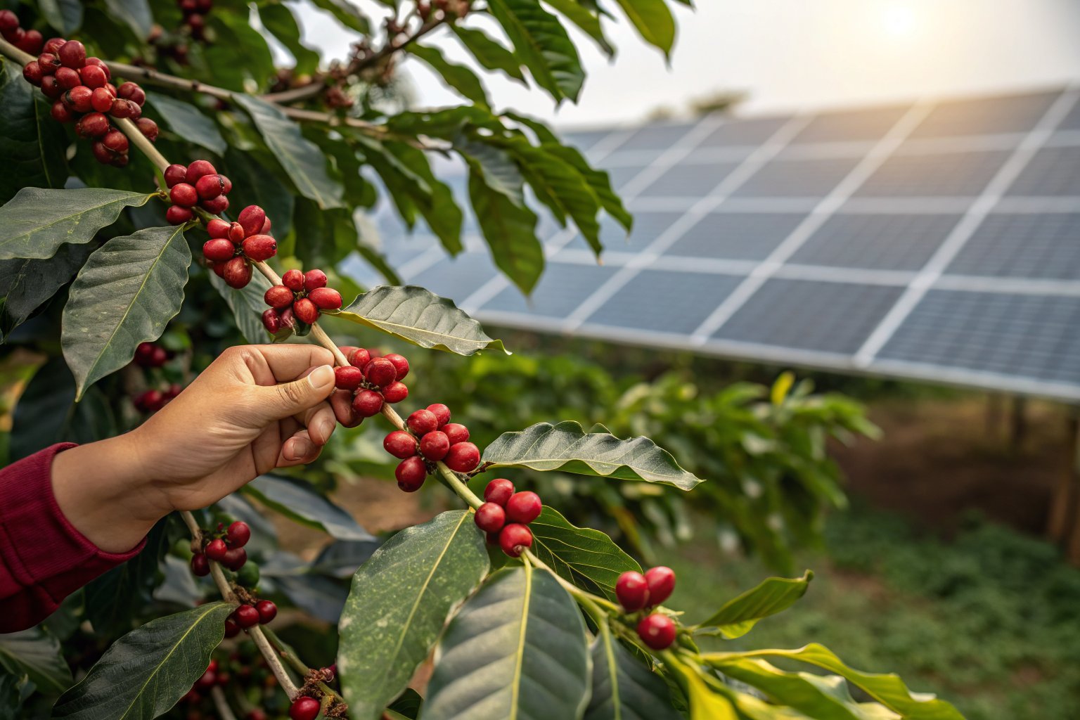 How to Source Coffee Beans Grown Under Solar Panels Agrivoltaics?