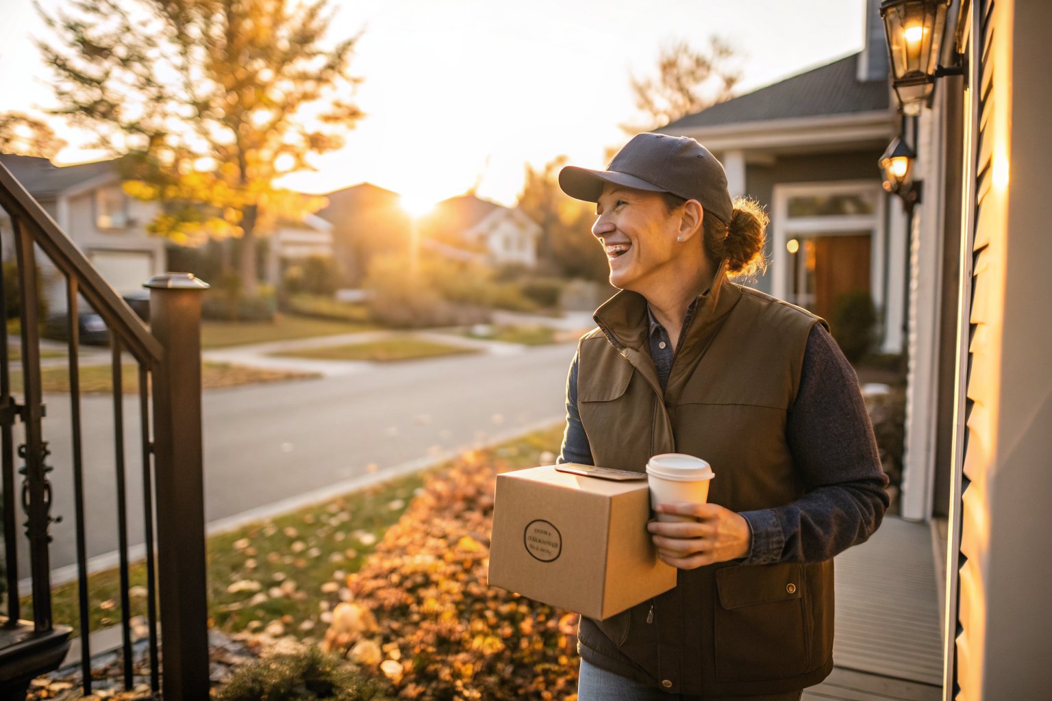 Customer receiving coffee subscription delivery